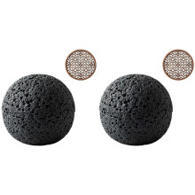 2X Bol,Cuisine Moléculaire Créativité Imitez la Vaisselle Ronde à Fumée Noire Sur la Plaque Boule en Pierre de Feu