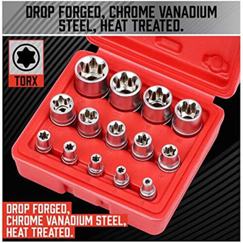 14Piece E-TORX Socket Set Premium Female Torx Socket Set, Star Socket Set, Torque Socket Set, External Torx Socket Set 2