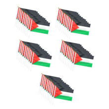 50Pcs Palestine Flag Small with Pole, 14X21cm Palestine Hand Waving Flag - Double Sided Fine Handheld Flags for Outdoors