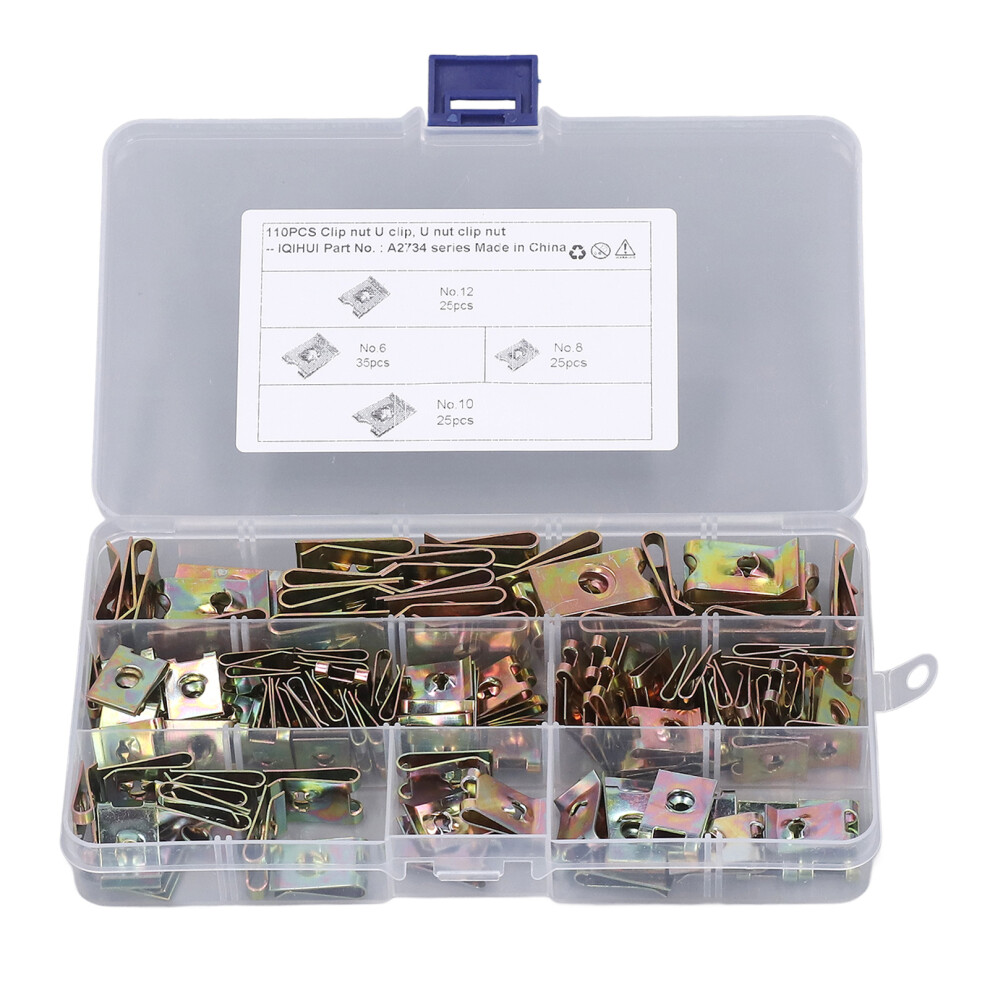 110Pcs U Nut Clips Rust-Resistant U Shaped Clip Nut For Car No 6 8 10 12 8791373482686
