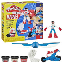 Play-Doh Captain America, slicing motorcycle set with flexible figure, 3 accessories, and modeling clay, for ages 4 and up, Marvel - Board Game