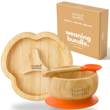 bamboo bamboo Baby Plate & Baby Bowl Weaning Set, Suction Plate and Bowl for Feeding