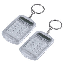 2X Clear Plastic Casing 8 Digits Electronic Calculator W Keychain