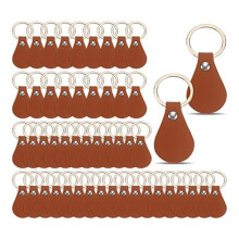 50 Stks DIY Lederen Sleutelhangers Bruin  Sleutelhanger Klinknagels Sleutelhanger voor Autosleutel Thuis Deursleutel Kleine Decoratie
