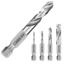 Broca de Haste Hexagonal 1/4 Conjunto 5 PeçAs de Broca Atarracada para Metal M2 Broca de Comprimento Curto AçO para Mandril de Troca RáPida