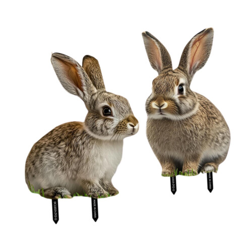 2Pcs Easter Garden Rabbit Stakes 2D Easter Decor for Pathway Walkway O