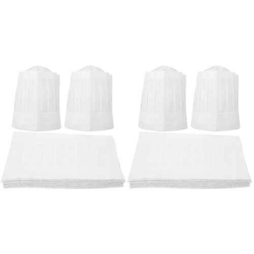 40Pièces Chapeaux Chef Jetables Papier Blancs Adaptés Cuisine 2