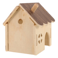 2Pcs Light Yellow Wooden DIY Hamster Hut Cage Hideout for Small Pets