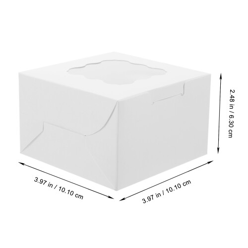 300Pcs White Paper Cake Boxes with Clear Window for Donuts Pastries 1