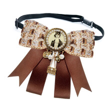 Handgemaakte retro broche strikje lint-Donkerbruine band