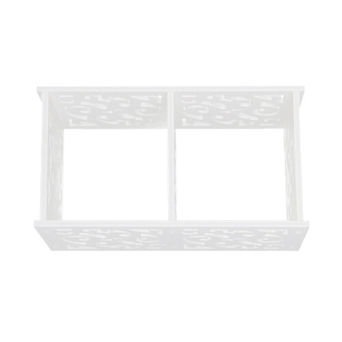 2Pcs White Bamboo Floating Shelf Organizer Hollowed Out Wall Rack