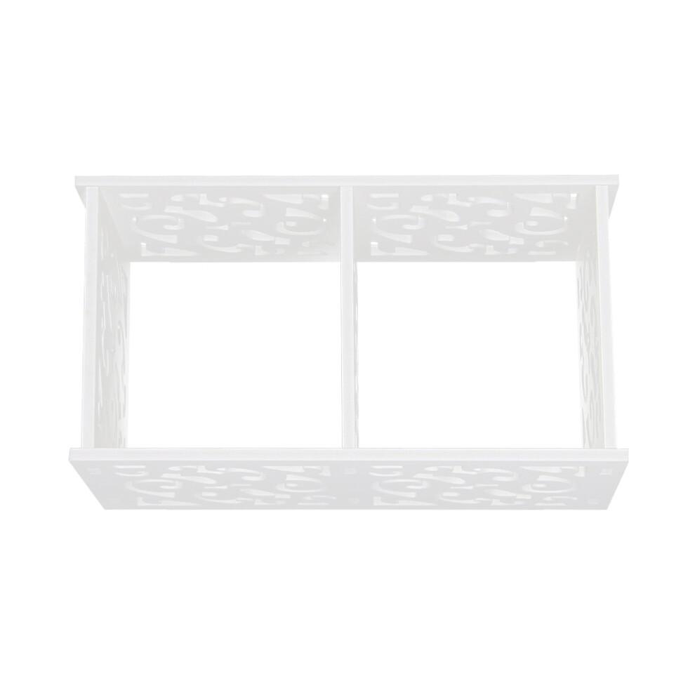 2Pcs White Bamboo Floating Shelf Organizer Hollowed Out Wall Rack 3011827814807