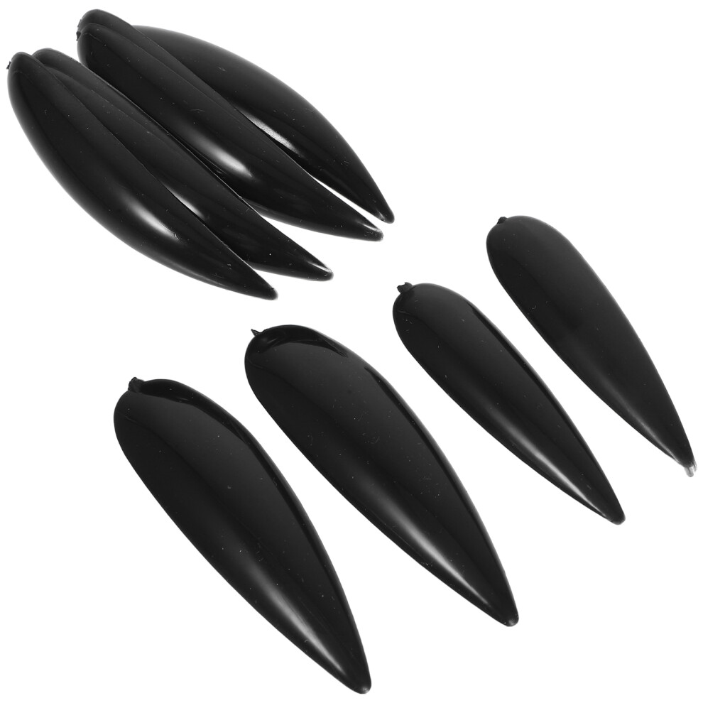 Iplusmile Black 10Pcs Halloween Fake Nails Plastic Women Manicure Nail Charms