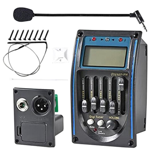 Akustisk Gitarr Pickup, 5 Band EQ Equalizer Gitarr Preamp Piezo Pickup Tuner med Mikrofon LCD-SkäRm