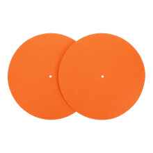 2Pcs Durable Felt Vinyl Record Player Mat Orange Anti-Shake Pad