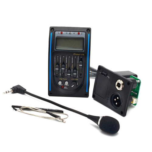 Akustisk Gitarr Pickup, 5 Band EQ Equalizer Gitarr Preamp Piezo Pickup Tuner med Mikrofon LCD-SkäRm 1
