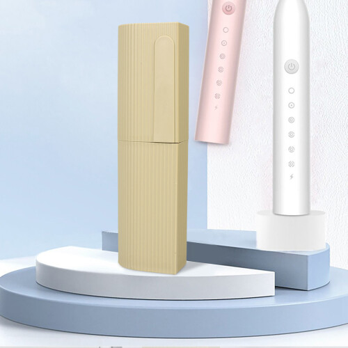 5Pcs Beige Portable Toothbrush Travel Case Durable PP Storage Box 2