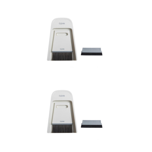 2Sets White Portable Cleaning Tools Mini Broom Dustpan Set for Office 1