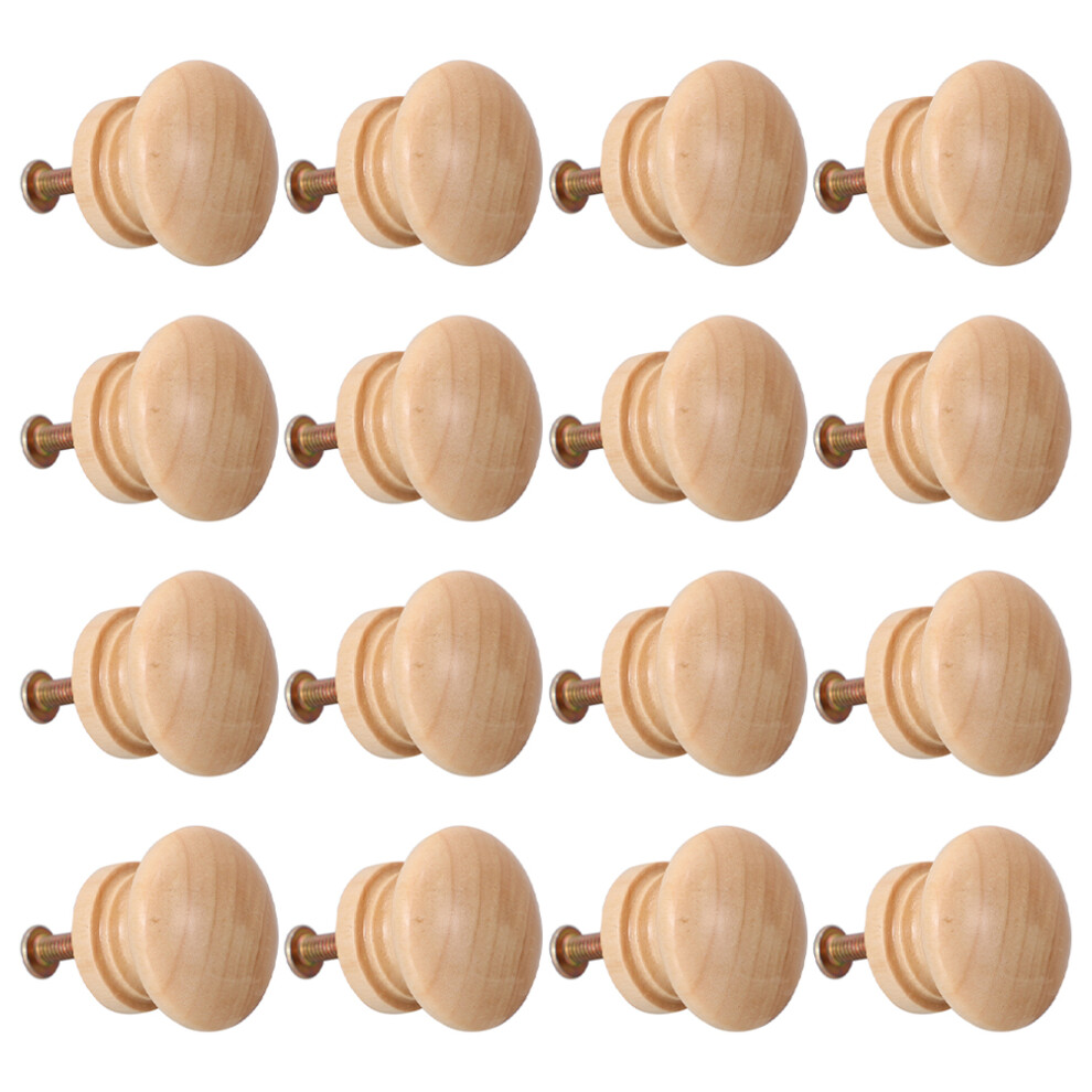 32Pcs Beige Wood Drawer Pull Handles Cabinet Knobs For Home Decoration 3011827815149