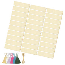5Sets DIY Wood Bookmarks with Tassel Beige for Decoration and Gifts