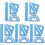 5Sets Compact Metal Protractor Ruler Kit Sky-Blue Student Stationery 4