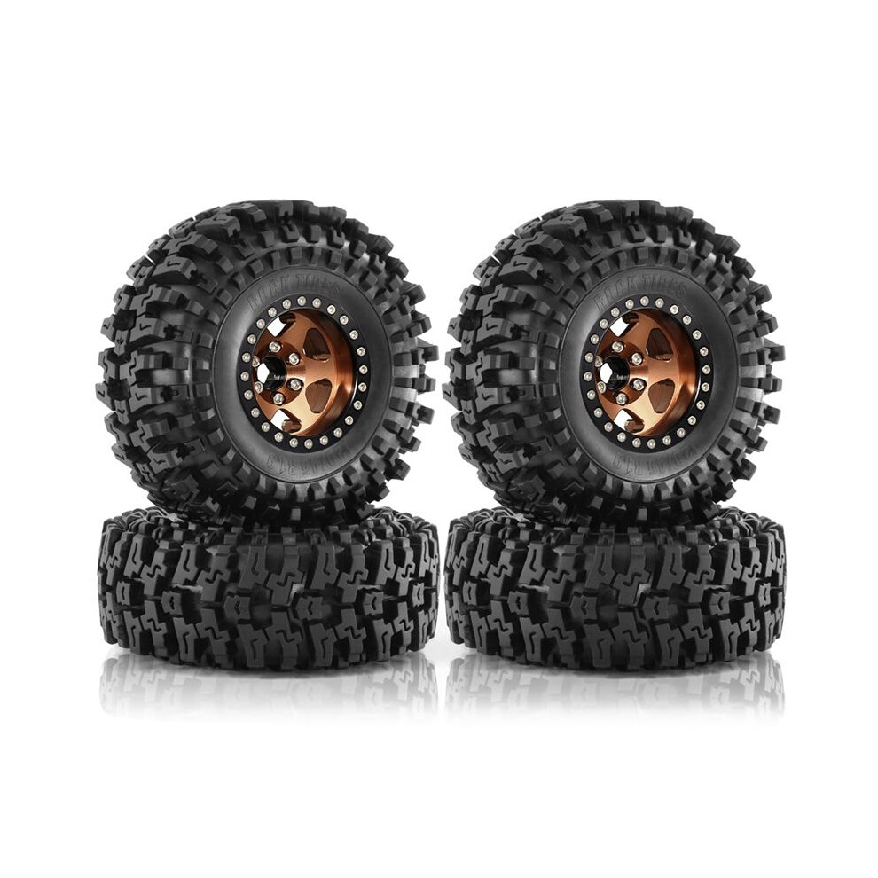 4Pcs 120Mm 1.9Inch Metal Beadlock Wheel Rim Rubber Tire Set For 1/10 Rc Crawler Car Trx4 D90 D110 Axial Scx10, Bronze 6034266159039