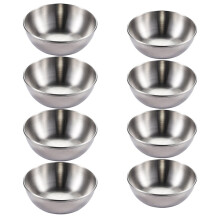24Pcs Stainless Steel Seasoning Dishes Small Round Sauce Plates Silver