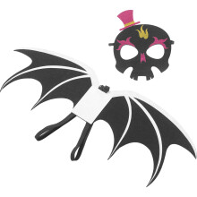 4Sets Durable Black Horn Mask with Cosplay Wings for Party