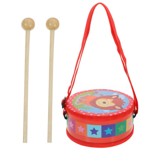 4Sets Red Wood Plastic Hand Drum Kids Educational Percussion 1