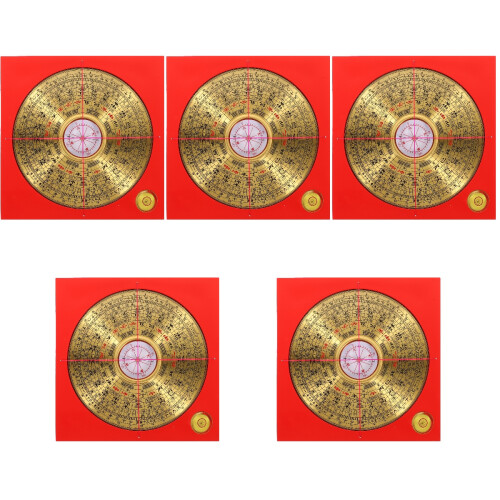 5Sets Golden Traditional Chinese Compass Portable Small Copper Compass 2