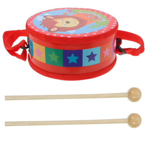 4Sets Red Wood Plastic Hand Drum Kids Educational Percussion 2