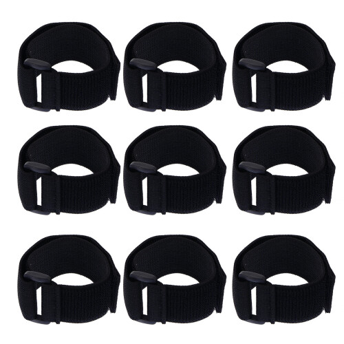 20Pcs Waterproof Bag Hook and Loop Strap Black Nylon Strong Adhesive