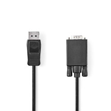 VGA Kabel | DisplayPort Stecker | VGA Stecker | Vernickelt | Maximale Auflösung: 1080p | 2,00 m | Rund | PVC | Schwarz | Etikett