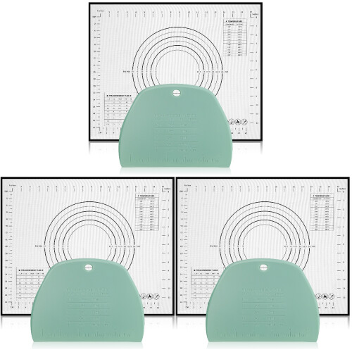 3Sets Flexible Silicone Baking Mats with PP Dough Kit 1