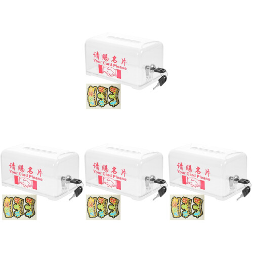 4Sets Sturdy Plastic Exhibition Ballot Box and Card Holder for Office 2