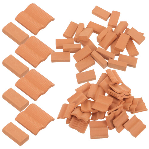 4Sets Light Brown Mini Bricks Ornament Clay Roof Tiles for Models 1