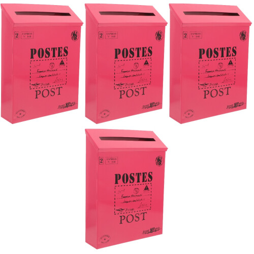 4Pcs Rosy Iron Wall Mounted Mailbox Retro Style Mail Organizer 2