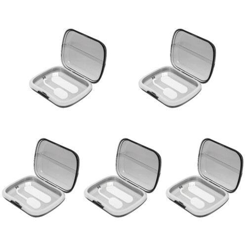 5Sets Compact Grey Retainer Case Travel Denture Box Scratch Proof 2