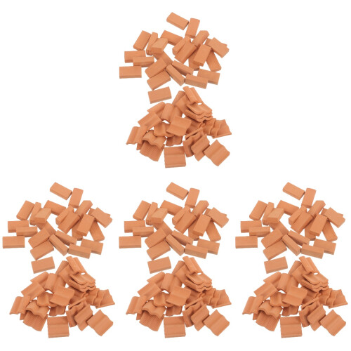 4Sets Light Brown Mini Bricks Ornament Clay Roof Tiles for Models 2