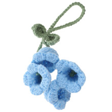 3Sets Hand-Crocheted Blue Flower Car Decor Accessories Hanging Pendant