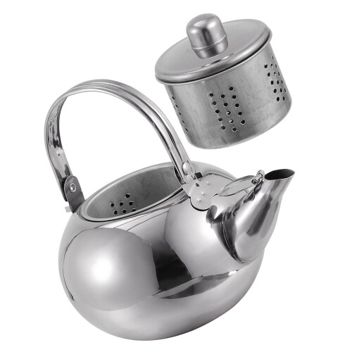 2Pcs Small Stainless Steel Teapot with Lid and Filter Silver 2