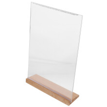 5Pcs Acrylic Poster Holder with Wood Base for Cafe and Restaurant Use