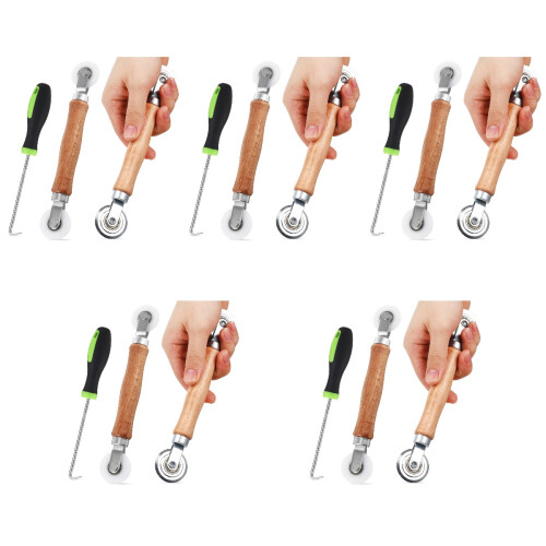 5Sets Window Screen Roller Tool Metal & Wood with Ergonomic Handle 1