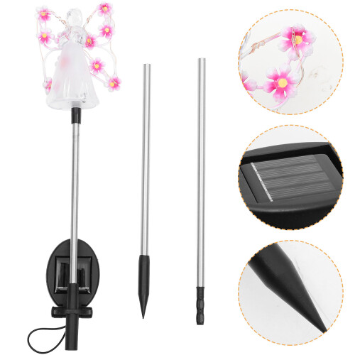 2Pcs Purple Solar Angel Decorative Lawn Light Stick for Yard