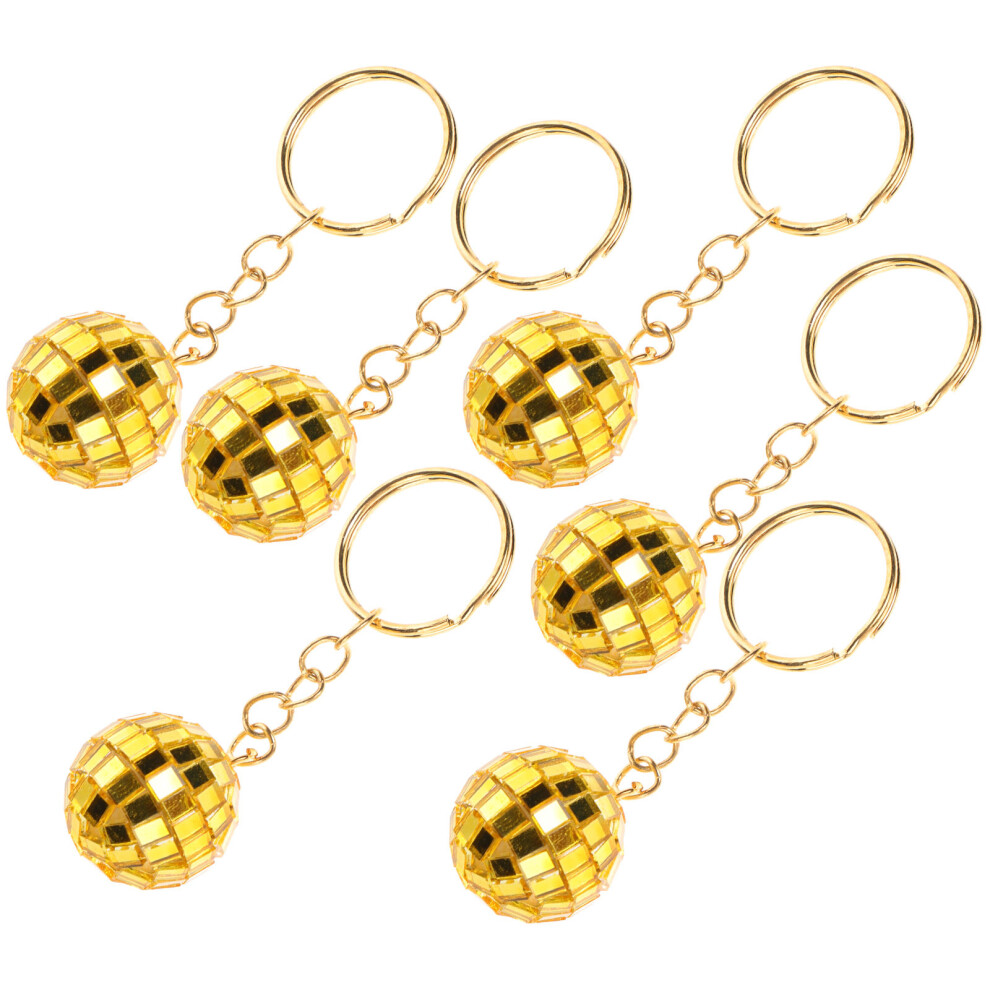 Artibetter 60Pcs Retro Disco Ball Keychains Mirror Globe Car Decor Golden