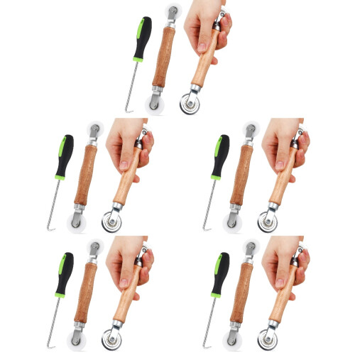 5Sets Window Screen Roller Tool Metal & Wood with Ergonomic Handle 2
