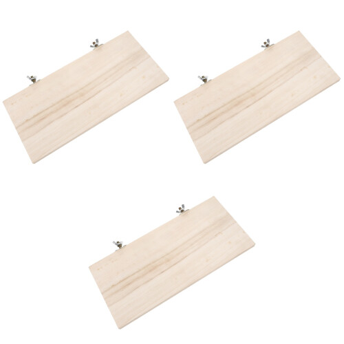 3Pcs Safe Wood Hamster Platform Toy Light Yellow Sturdy Cage Accessory 1