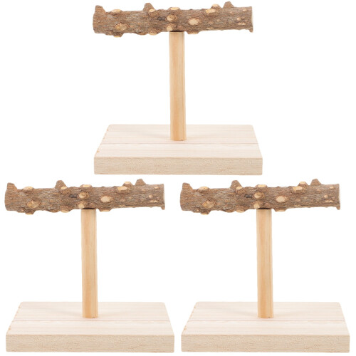 3Pcs Multi Wooden Bird Perch Stand Sturdy Parrot Training Desktop Toy 2