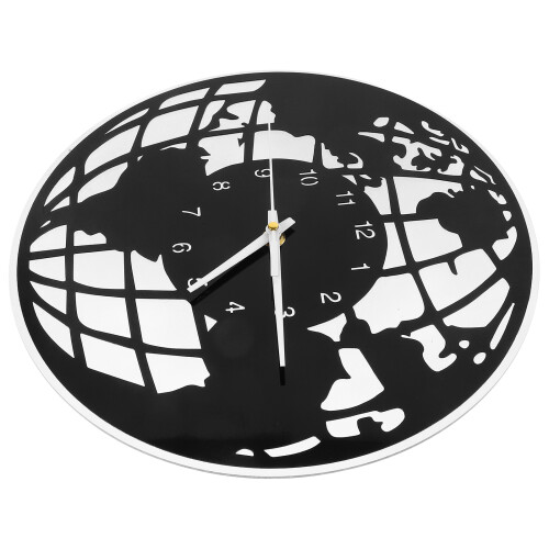 2Pcs Black Plastic World Map Wall Clock Wall Clock 1