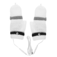 4Pairs White Plush Heating Gloves Windproof Thermal Gloves for Riding
